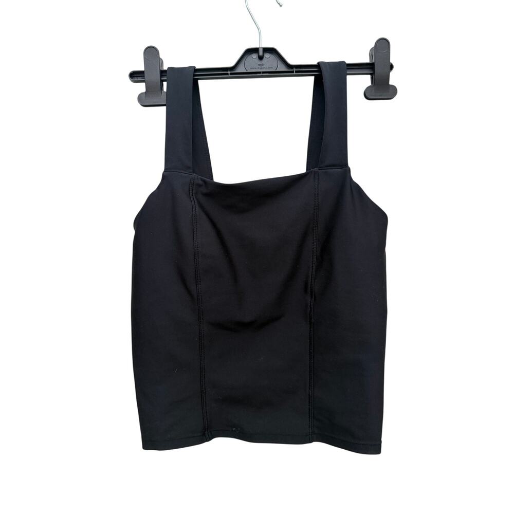Becco Black Square Neck Cropped Active Tank Top Size Medium